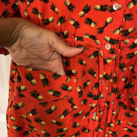Spense Button Down Pineapple Print Dress - Picture 2 of 4